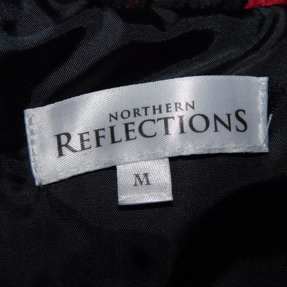 Northern Reflections Womens M Red Black Gray Roses Quilted Full Zip Vest - Picture 5 of 11